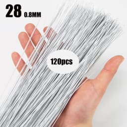 120pcs Fondant Paper Wrapped Iron Wire Handmade DIY Dough Plastic Doll Cake Plug-in Decoration Flower Pole Shelf