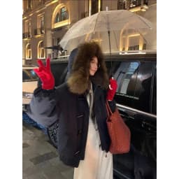 YYAHAHAS 2025 Winter New Cow Horn Button Thick Cotton Coat Retro American Warm Fur Collar Hooded Jacket Female Clothing