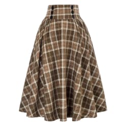 Autumn New Skirt A Line Swing Buttons Long Midi Vintage Skirt Red Green High Waist Plaid Skirts for Women Jupe 2026