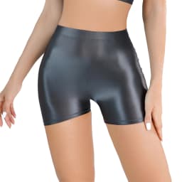 Women's Oil Shiny Glossy Sexy Thin Sheer Shorts Slim Fits Gymnastics Fitness Yoga Seamless Safe Pants Sport Casual Home Bottoms