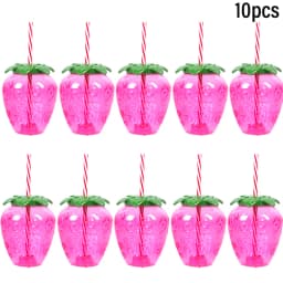 6/10pcs Hawaiian Summer Pineapple Coconut Drinking Cups Strawberry Shaped Juice Drink Cups for Birthday Wedding Beach Pool Party