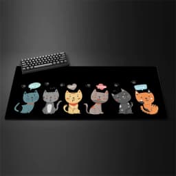 Kawaii Black Kitten Mouse Pad Large Cute Game Keyboard Mat XxL Computers Accessories Table Pad Girl Home Bedrooms Carpet Mats