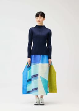 Miyake Pleated Spring And Summer New Product Printed Horizontal Skirt