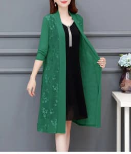 Commute Gauze Jacquard Weave Open Stitch Spring Summer Casual Long Sleeve Women's Clothing Stylish Spliced Straight Midi Blouse