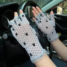 Sexy Mesh Lace Sunscreen Half Finger Gloves Cosplay Stage Performance Etiquette Summer Women Breathable Thin Driving Cycling