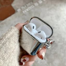 Suitable For Apple AirPods 1 2 3 4 Pro 3 2 Earphone Cover Protective Case Electroplated Mirror Simplicity Silver Case With Hook