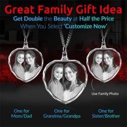 Customized 3D Crystal Photo, Personalized Gift Necklace Heart, Gift for Wife,Women, Men, Great Custom Gifts With Your Own Photo