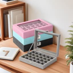 New Transparent Window Large Capacity 24 Grid Jewelry Storage Box, Simple And High-end Ring Necklace Jewelry Storage Display Box