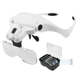 Headband Magnifying Glasses Illuminated Head Magnifier 1.0X 1.5X 2.0X 2.5X 3.5X 2 Lights Adjustable Lens Optical Magnify Glass