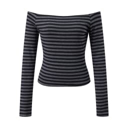Combhasaki Women's Y2k 2000s Grunge Long Sleeve Striped Shirt Off Shoulder Slim Fit Crop Tee Top Cosplay Costumes Party Clubwear