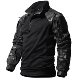 Men Outdoor Tactical Shirts Solid Training Long-Sleeve T-Shirt Tops Wear-Resistant Hunting Shirt Multi-Pocket Adventure Workwear