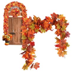 Thanksgiving Garlands 2PCS Artificial Fall Garland Maple Leaves 5.7ft Decorative Autumn Garland For Fireplace Door Frame Doorway