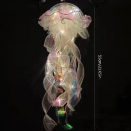 Jellyfish Atmosphere Night Light Button Battery Hanging Ceiling Lantern with Ribbon&Bead LED Bulbs for Room Decoration