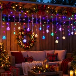 Solar Ice Strip Snowflake String Light Christmas Tree Decoration Light Winter Festival Light for Christmas Halloween Decor