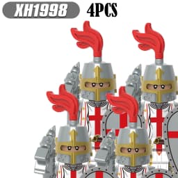Medieval Infantry Knight Figures Building Blocks England Wars Rose Soldier Castle Military Army Guard Helmet Weapons Bricks Toys