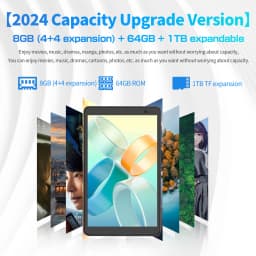 PRITOM 8 Inch Tablet Android 14, Octa Core, 8GB (4+4GB Virtual) RAM, 64GB ROM, 5G Wi-Fi, with Protective Leather Case