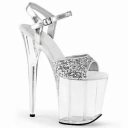 Stripper Shoes Clear 20cm Rhinestone Platform Hate Sky High Sandals Nightclub Model Shining 8inches High Heels New Bride Exotic