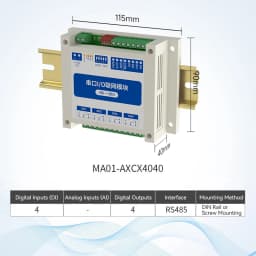 ModBus RTU Serial IO Module RS485 Interface AI DI DO 8 Digital Outputs Rail Installation 8~28VDC CDEBYTE MA01-AXCX4020
