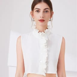 Lace Yarn Stand Up Collar For Sweater Blouse Shirt Decorative Fake collar Ruffled Detachable Layering Neckwear Top False Collar