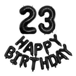 Black 32-Inch Number 1-30 Balloons and 16-Inch 'Happy Birthday' Letter Foil Balloons Set Birthday Party Decoration Supplies