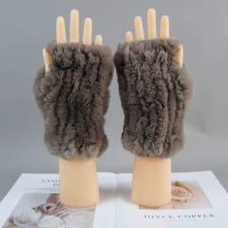 2026 New Fashion Real Rex Rabbit Fur Gloves Women Winter Genuine Fur Mittens Girl Fingerless Gloves Wrist Warmer Elastic Fluffy