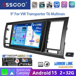 9" Android15 64G Car Stereo Radio For VW T6 Transporter Multivan Wrieless CarPlay Android Auto GPS NAV WIFI RDS FM Bluetooth SWC
