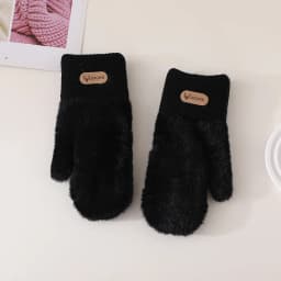Imitation Mink Velvet Women Winter Keep Warm Double Layer Thickened Knitted Gloves Cute Lovely Sweety Soft Mittens
