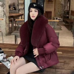 2026 Winter Down Cotton Short Padded Jacket Women Parkas Fur Collar Thick Cotton Coats Clothes Black Casual Outerwear Female New