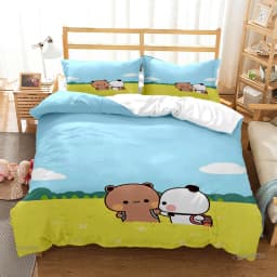 Cute Bubu Dudu Cartoon Bear Panda Duvet Cover Kawaii Bedding Sets Soft Quilt Cover and Pillowcases Single/Double/Queen/King Kids