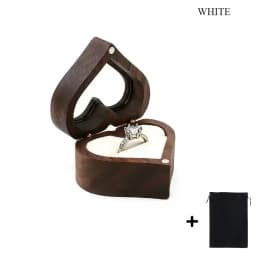 1PCS Free Engraving Custom Love Heart Shaped Walnut Wood Ring Box for Wedding Ceremony Jewelry Box Storage Proposal Wedding Gift