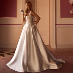 High Quality Satin Square Collar Robe de mariée Dreamy Ruched Customized A-Line Wedding Dress Classic Pockets Vestido De Novia