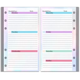 A6 Loose Leaf Notebook Refill Spiral Binder Inner Page Budget Page Weekly Monthly Inside Paper Stationery