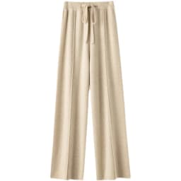 2026 Wool Elastic Waist Knitted Wide-Leg Pants for Women Winter High-Waisted Straight Loose Floor-Length Casual Pants
