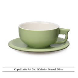 MUVNA 240ml Ceramic Latte Art Cup Embossed Coffee Cup With Saucer Thick Rim Wing Handle Barista Cappuccino Espresso Cup