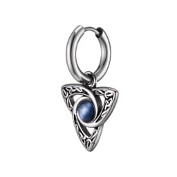 Vnox Retro Celtic Knot Triangle Earrings for Men Women,Black Opal Stone Hoop Earrings,Vintage Stainless Steel Geometric Earrings