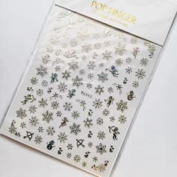 Sliver Bronzing 3D Christmas Nail Art Decoration Sticker Sparkly White Colorful Glitter Geometry Snowflake Winter Slider Foil