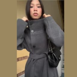 Elegant Waist Cinched Stand Neck Overcoat Lady Simple Full Sleeve Single Breasted Long Woolen Jacket Winter Fall Outdoor Outfits