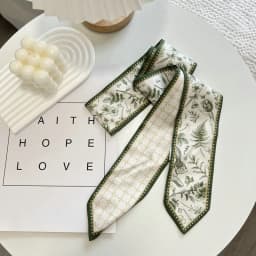 High-Grade Flower Print Long Silk Scarf Hair Band Ribbon Tied-up Hair Long Bow Vintage Satin Ribbon Hair Accessories For Women