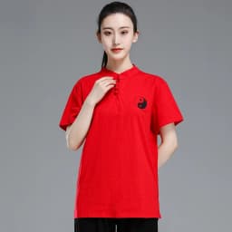 Tai Chi T-short short sleeved  summer men's and women's Tai Chi T-shirt solid color cotton team competition