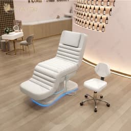 Electric Massage Bed With LED Light And PU Upholstery For Lash Facial Therapy Salon Spa And Beauty Clinic Use