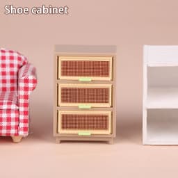 Miniature Chestnut Bedside Table Chest Of Drawers Storage Cabinet 1:12 Dollhouse DIY Accessories Furniture Model Toy
