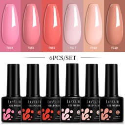 LILYCUTE 6Pcs 7ML Gel DIY Nails Polish Set Bright Pink Nail Charms Soak Off UV LED Gel Varnish Nail Art Design Accessories
