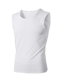 Men's Vertical Ribbed Sleeveless Tank Top Stretch Crew Neck Breathable Athletic Gym Workout Casual Summer Vest Tops