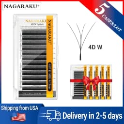 NAGARAKU Ship From USA 5 Cases YY W Shape 3D 4D 5D 6D 7D Eyelashes Fast Free Delivery in 2-5 days by USPS Express