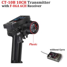 HotRC CT-10B 10CH Transmitter Color Screen Metal/Plastic Handwheel Remote Control 4/6/8/10CH Gyro Receiver for RC Car Truck Boat