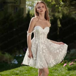 BEPEITHY Customized Sweetheart Short Mini Lace Wedding Dresses 2025 Sleeveless Bride Part Bridal Gown Vestidos De Novias Summer