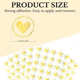 200 Pcs Round Transparent Gold Heart Adhesive Sticker Cute Sealing Label Sticker for Envelope Gift Decor Stationery Sticker