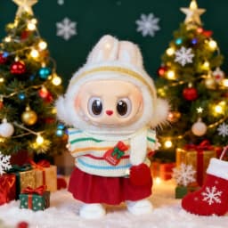 Doll Clothes for 15-17CM Labubu Clothing Merry Christmas Hat Scarf Elk Snowman Set Mini Plush Doll Accessory New Year Dress Gift