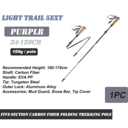 Naturehike Climbing Poles Lightweight 5-Section Carbon Fiber Folding Trekking Pole Hiking Walking Stick Light Trail 5-EXT Cane