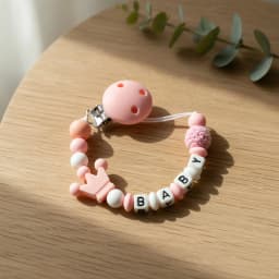 Personalized Baby Pacifier Clip Custom Name Silicone Crown Beads Heart Wooden Holder Handmade Teether Chain BPA Free Gift